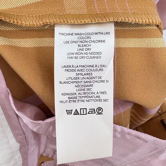 Anthropologie Slim Cropped Kick-Flare Pants, Size 0, Yellow Motif Plaid Office - Picture 11 of 12